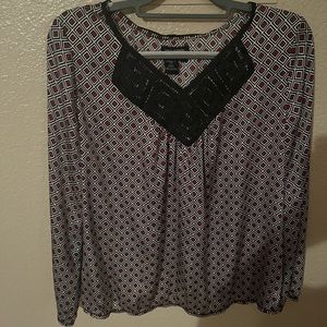Red White and Black diamond design blouse